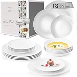 SÄNGER | Tafelservice New Port weiß, 18-teiliges Geschirrset für 6 Personen aus Porzellan, Hochzeitsteller, Speiseteller | PREMIUM COLLECTION