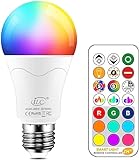 iLC LED Lampe ersetzt 85W, 1050 Lumen, RGB Glühbirne mit Fernbedienung Farbwechsel Farbige Birne warmweiß (2700 Kelvin), Edison E27