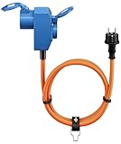 goobay CEE-Adapterkabel für Wohnwagen, 1,5 m, Schutzkontakt 90°, CEE-Buchse und Schutzkontakt mit Verschlusskappen, Kabel für Camping, Wohnmobil und Wohnwagen, 76222