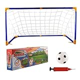 Supvox 1Satz Tragbares Fußballtor für Indoor und Outdoor DIY Montage mit Langen Röhren Kurzen Röhren Form Röhren Fußballnetz Fußball und Inflator