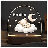 Geschenk zur Geburt Mädchen - Nachtlicht Kinder dimmbar - Nachtlampe personalisiert Bär - Sinnvolle Geschenke zur Geburt - Babygeschenke zur Geburt - Personalisierte Lampe Kinder - Nachtlicht Baby -