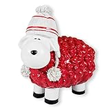 colourliving Schaf Figur Buntes Deko Schaf mit Mütze Gartenfigur Schaf Dekofigur Schaf lustige Schafe (Rot)