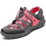 SAGUARO Damen Trekkingsandalen Atmungsaktiv Bequem Sommer Outdoor Sport Sandalen mit Geschlossene Zehe Wandersandalen Rosa 39 EU