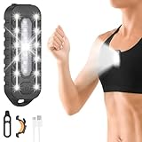 Adiwo LED Clip Lampe, 5 Lichtmodi Lauflicht Klein Stirnlampe Einstellbare Stirnlampe USB Lampe IPX4 Wasserdicht Wiederaufladbar Blinklicht mit Rotlicht Leuchteffekte für Joggen Campen