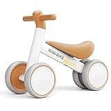 KORIMEFA Kinder Laufrad ab 1 Jahr, Balance Lauflernrad Fahrrad Spielzeug für 10-24 Monate Baby, Erstes Rutschrad Ultraleichtes Kinderfahrrad ohne Pedal mit 4 Rädern für Jungen Mädchen (Weiß Braun)