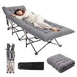 Generisch Feldbett Klappbar mit Matratze Campingbett bis 200 kg 185×72×37 cm – Faltbares Feldbett mit stabilem Stahlrahmen, tragbares Campingbett für Garten, Reise, Outdoor & Beauty Salon