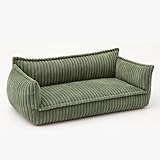 chilly pilley® Kinder Sofa aus weichem Cord – Bequeme Kindercouch mit abnehmbaren, waschbaren Bezügen – Erhältlich in vielen Farben, ideal zum Spielen, Lesen und Entspannen (Olivgrün)