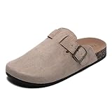 Clogs für Damen und Herren, Leder Hausschuhe mit Fußbett, Geschlossene Pantoletten und Gartenschuhe Sommer Sandalen in den Größen 35-45