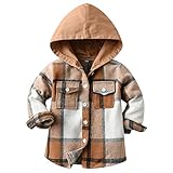 Amur Leopard Kinder Übergangsjacke Jungen Kindermantel Mädchen Jacke Kariertem Hemd mit Kapuze für Frühling und Herbst, Khaki, 116 (Etikettgröße: 120)