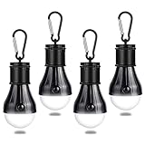 JTENG Campinglampe mit Karabiner Camping Lantern 4 Stücke LED Zeltlampe Glühbirne Set Lampen wasserdicht Rucksack