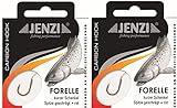 Spar-Set: 2 Packungen JENZI gebundene Forellenhaken (20 Stück) an 0,18er Mono, 60cm Hakengröße 12 + gratis Petri Heill! Aufkleber
