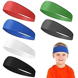 WLLHYF Sport-Stirnbänder für Kinder, 6 Stück, Jungen-Stirnband, elastisches Haarband, weiche sportliche Schweißbänder, rutschfestes, atmungsaktives Schweißband für Kinder, Kleinkinder, Laufsportarten