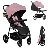 LIONELO MIRA Buggy bis zu 22 kg von 6 Monaten bis 4 Jahren Schwenkbare 360° Räder Volle Stoßdämpfung Verstellbare Rückenlehne und höhenverstellbares Verdeck XXL UPF50+ Großer Korb bis zu 3 kg