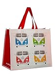 Puckator VW Wohnmobil T1 Einkaufstasche - blau/grün/rot/gelb, bedruckt, 100% Polypropylen.