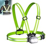Rolgno 500 Lumen Lauflicht, Lauflampe Joggen mit 360° Reflektoren, USB-C Wiederaufladbar Brustlampe Sportwesten, 45° Verstellbar, 7 Modi & IPX4 Wasserdichter LED Running Light für Nächtliches Laufen