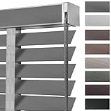 Holzjalousie Innen, Jalousien aus Echtholz für Schlafzimmer mit 5 cm Lamellen, Horizontale Jalousette Verdunkelungs- & Lichtdurchlässige Für Büro Sonnenschutz/Wärmedämmvorhänge(Grau)