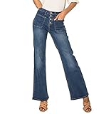 Nina Carter P139 Damen Jeanshosen Flared Bootcut High Waist Jeans (Dunkelblau (P139N), XS)