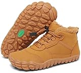 SAGUARO Kinder Winter Barfußschuhe Mädchen Jungen Winterschuhe Warm Gefüttert Winterstiefel Leicht Rutschfest Winterboots für Wandern & Trekking, Will Ⅰ, Braun, 30 EU