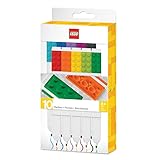 IQ LEGO Iconic Schreibwaren 10er Pack Marker: Kreativer Schnell trocknender Gelschreiber mit LEGO Platte - Set mit 10 Farben, Feine Spitze 0.7 - Büroschreibinstrument