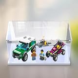 Acryl-Vitrine für Lego 60288 Rennwagentransporter-Modell, staubdichte, transparente Sammlungsvitrine (nur Displaybox) (weißer Boden)