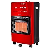 DMS® Gasheizofen 4200W Heizgerät Gasheizung Gasheizer Infrarot Keramikbrenner inkl. Gasdruckregler Gasschlauch, Heizstrahler Gasheizgerät, Infrarot, Butan- Propangasflaschen bis 15kg [EEK A] (Rot)
