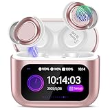ZYHKON Bluetooth Kopfhörer, Bluetooth 5.4 Schlafkopfhörer In Ear mit Touchscreen, 48H Spielzeit Mini Kopfhörer mit HiFi Sound/5 EQ-Modi/ENC Noise Cancelling, Wireless Ohrhörer Roségold