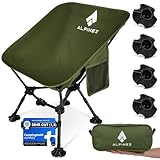 ALPINEZ Campingstuhl faltbar leicht höhenverstellbar | kleines packmaß Faltstuhl Camping Stuhl | Angelstuhl ultraleicht Strandstuhl mit Fußkappen