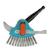 Gardena combisystem-3in1 Fugenreiniger: Multifunktions-Gartenhelfer zum Entfernen von Unkraut und Moos an schmalen und Breiten Fugen, Metallborsten, Edelstahlmesser. Passend zu CS-Stielen (03608-20)