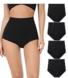 wirarpa Unterhosen Damen Baumwolle Unterwäsche Super Hohe Taille Frauen Slips Schwarz 4er Pack Größe M