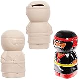 Baker Ross FX856 Ninja-Keramik-Geldbänke - 2er-Packung, Keramikmalerei-Bastelsets für Bastelsets
