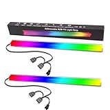 YSRSAI 30CM PC ARGB LED Streifen,38 Led Lichter 5V 3Pin Gaming Strip für PC Gehäuse, Magnetische RGB LED Strip Kompatibel mit Aura SYNC/RGB Fusion/Mystic Light Sync, Keine Blendung (2 Packung)