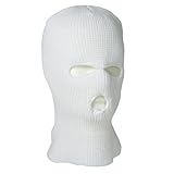 Mil-Tec Kopfhaube Balaclava • Sturmhaube 3-Loch atmungsaktiv • Gestrickte Sturmhaube Winter aus 100% Polyacryl • Outdoor Sturmhauben für Herren & Frauen • Balaclava für Motorrad & Ski • Farbe: Weiß