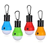 Yizhet Campinglampe, 4xLED Campinglampe LED Camping Laterne Zeltlampe Glühbirne Set, Notlicht mit Karabiner Wasserdicht Tragbare Camping Lantern LED für Camping,Abenteuer,Angeln,Notfall, Stromausfall