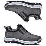 Aocase Slip On Sneakers Herren Winter rutschfest OrthopäDische Schuhe Mit Warm GefüTtert Walkingschuhe wasserdichte Herren Halbschuhe Leichtgewichts Laufschuhe Bequeme Atmungsaktive,Grau,44/270mm