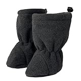 Hoppediz Baby Booties aus Fleece, warme Baby Winterschuhe 6-12 Monate, anthrazit 18-21