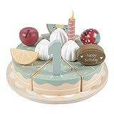 Little Dutch 4494 XL Holz Torte Geburtstagskuchen mit Zahlen und Kerzen 26-teilig