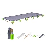 Tentock Aluminiumlegierung Feldbett Cot Schwerlast Klappbett im Freien Ultraleicht Tragbar Campingbett Belastbarkeit 100kg, Einfache Installation und Demontage (Grau)