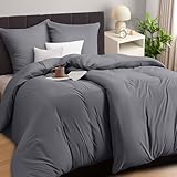 Utopia Bedding Bettwäsche 135x200 4teilig - Mikrofaser 2 Bettbezug 135x200 cm + 2 Kissenbezüge 80x80 cm - Grau