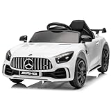 LEADZM Kinder Elektroauto Mercedes Benz AMG mit 12V Kinderauto Elektrisch 2,4G-Fernbedienung, Elektrofahrzeuge 2-türig mit MP3, Musik, Hupe, LED-Leuchten (Weiß)