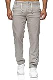 Reslad Leinenhose Männer Chino Herren-Hose lockere Sommer Stoffhose Freizeithose aus bequemer Baumwolle lang RS-3000 (M, Hellgrau)