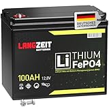 LANGZEIT LiFePO4 100Ah 12V Mini Lithium Batterie mit BMS Solarbatterie Wohnmobil Solar Boot Akku