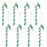 14CM Glitzer Weihnachtsbaum Deko Grün Zuckerstangen Anhänger 8 Stück Weihnachtsbaumschmuck Zuckerstange Weihnachten Deko Christbaumschmuck Baumschmuck Weihnachten