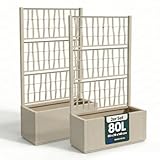 2 x Kreher® XL Rankgitter, Spalier mit Pflanzkasten aus robustem Kunststoff. Maße BxTxH in cm: 80 x 36 x 140 cm. Top für Garten, Terrasse und Balkon! (Beige)