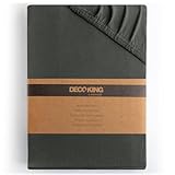 DecoKing Spannbettlaken 200x220 220x240 cm 100% gekämmte Baumwolle Anthrazit Grau Spannbetttücher Jersey Boxspringbett Amber 200 x 220 220 x 240