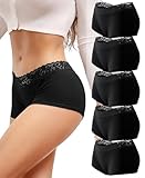 READY TO LOVE Boxershorts Damen Unterhosen Baumwolle Spitzen UnterwäSche Frauen Bequeme Baumwoll Unterwäsche Damen Atmungsaktiv Shorts Panties Hipster Mehrpack(M)