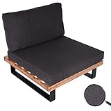 Mendler Lounge-Sessel HWC-H54, Garten-Sessel, Spun Poly Akazie Holz FSC®-Zertifiziert Aluminium - Hellbraun, Polster dunkelgrau
