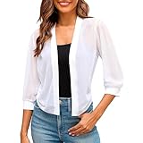 Fulidngzg Bolero Damen Kurzarm: Dünne Festlich Häkel Jacke Weiß Zum Kleid Cardigan Elegante Leichte Kurzarm Strickbolero Hippie Spitze Crop Kurzblazer Strickjacke