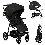 LIONELO MIRA Buggy bis zu 22 kg von 6 Monaten bis 4 Jahren Schwenkbare 360° Räder Volle Stoßdämpfung Verstellbare Rückenlehne und höhenverstellbares Verdeck XXL UPF50+ Großer Korb bis zu 3 kg