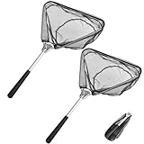 2 Stück Kescher Angeln, Klappbar Fischkescher, Kescher Teich Mit Rutschfestem Griff, Tragbar und Langlebig Angelzubehör für Fischfangen Angeln oder Outdoor Aktivitäten
