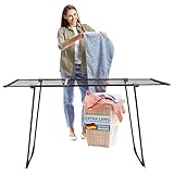 VELORA ® Wäscheständer ausziehbar [20M Trockenfläche ] - Wäscheständer XXL [Made IN EU] - Wäscheständer schwarz mit Klemmen für kleine Wäschestücke - Wäscheständer platzsparend